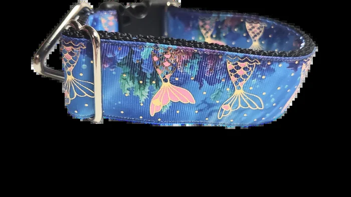 1.5″ Wide Blue Mermaid Tail Nylon Dog Collar