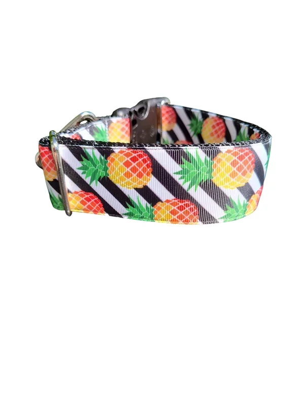 1.5″ Wide Pineapple Stripes Nylon Dog Collar
