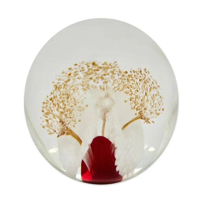 1000 Red Flowers Glass Paperweight