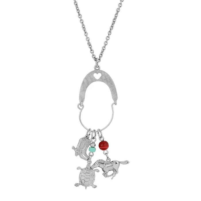1928 Jewelry® Silver-Tone Multi-Charm Horse Long Necklace 30″