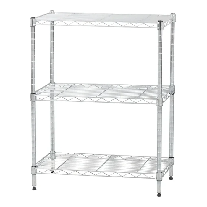 3 Shelf Wire Storage Unit, Silver