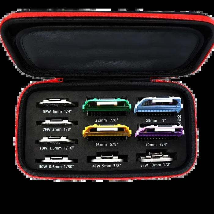 6 Wide Blades + 4 Wide Combs Bundle Plus Red Zipper Case by Joyzze