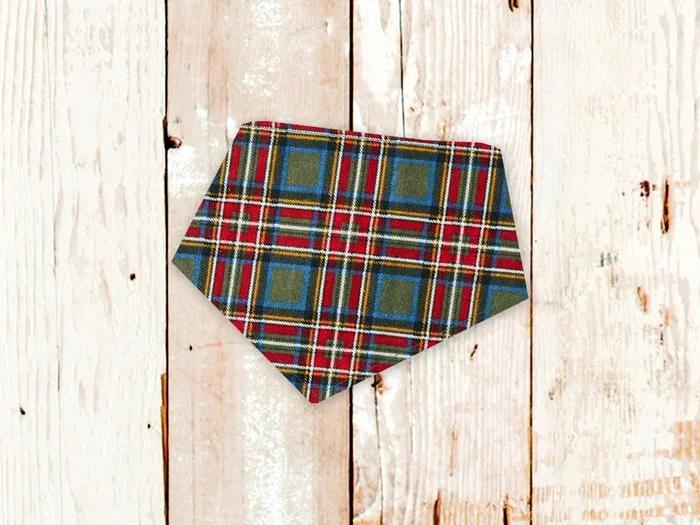 “Green Tartan Plaid FLANNEL” Dog Bandana