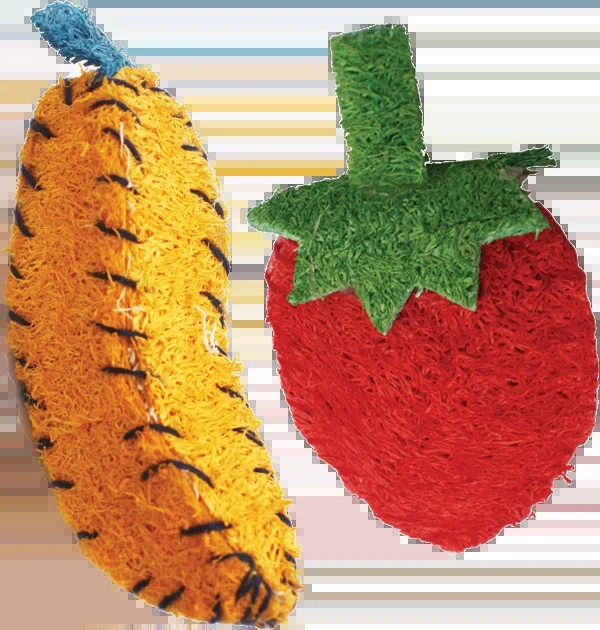 A&E Cage Company Nibbles Loofah Banana and Strawberry