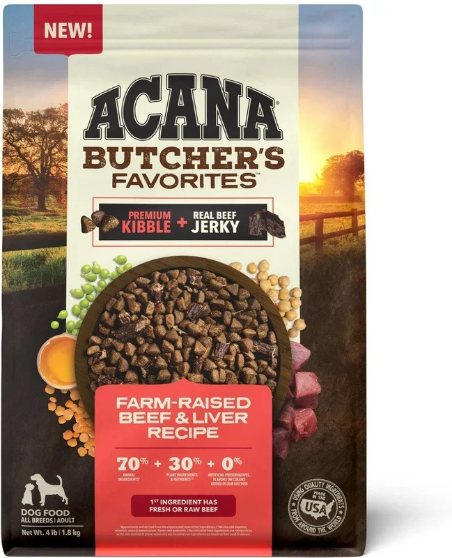 ACANA Butcher’s Favorites Farm-Raised Beef & Liver Recipe Dry Dog Food, 4-lb
