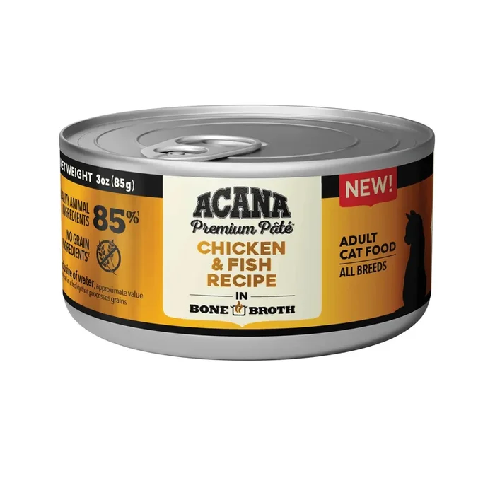 Acana Premium Pâté, Chicken & Fish Recipe, Wet Cat Food, 3-oz Case of 24
