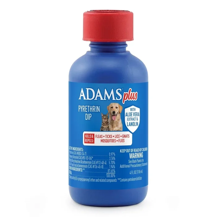 Adams Plus Pyrethrin Flea & Tick Dip for Dogs & Cats, 4 oz