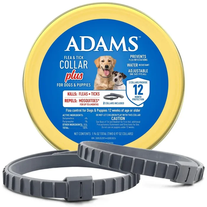 Adams Premium Flea & Tick Collar Plus for Dogs (2 pk/Gold Tin)