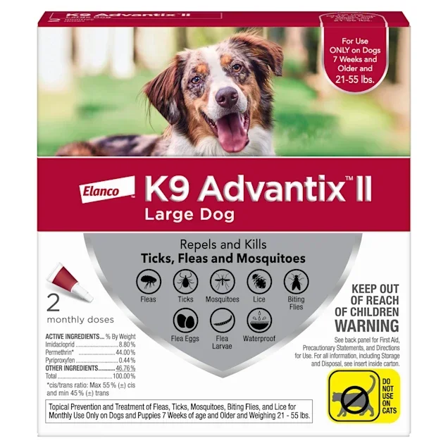 Advantix II – Elanco, Flea & Tick Treatment for Dogs 21 lbs to 55 lbs