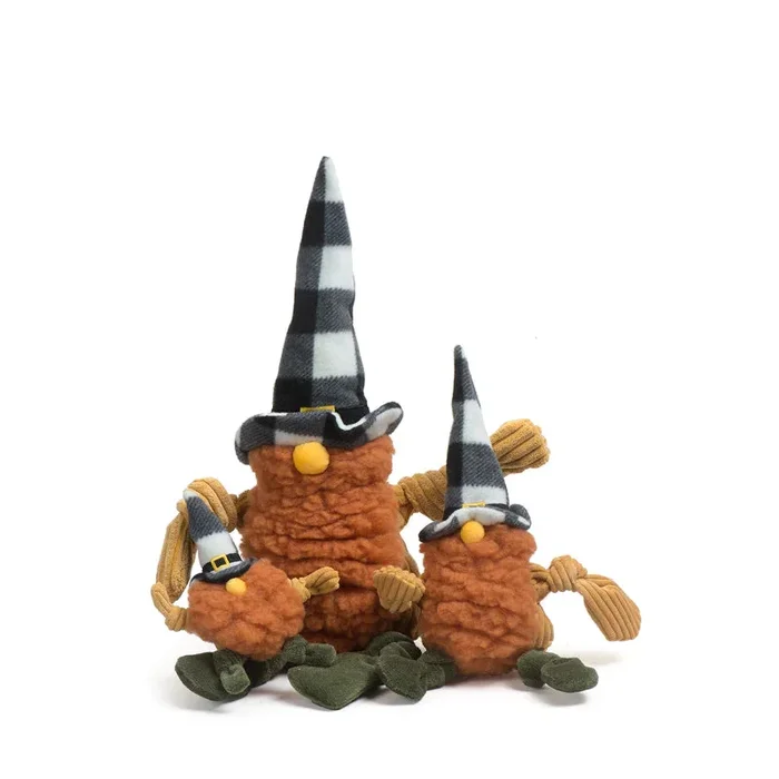 Allure Pet Products – Harvest Gnome Knottie With Black & White Plaid Hat