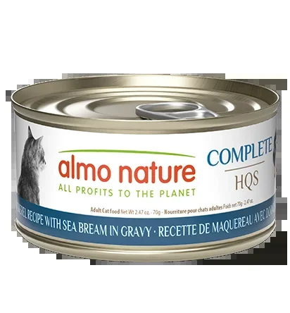 Almo Nature HQS Complete Mackerel Recipe With Sea Bream In Gravy Cat Food 2.47 Oz