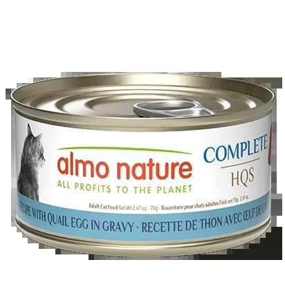 Almo Nature HQS Complete Tuna Recipe With Quail Eggs In Gravy Cat Food 2.47 Oz