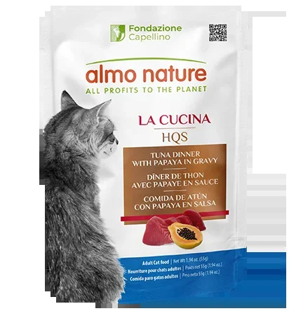 Almo Nature HQS La Cucina Tuna Dinner with Papaya in Gravy Cat Food Pouch