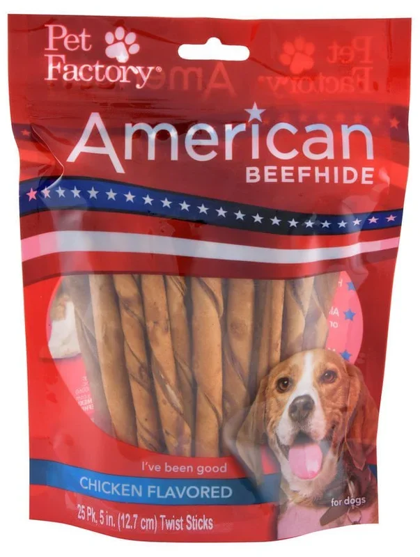 American Beefhide 5″ Chicken Flavored Twist Sticks