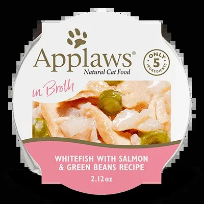 Applaws Natural Wet Cat Food Whitefish with Salmon & Green Beans in Broth Pot