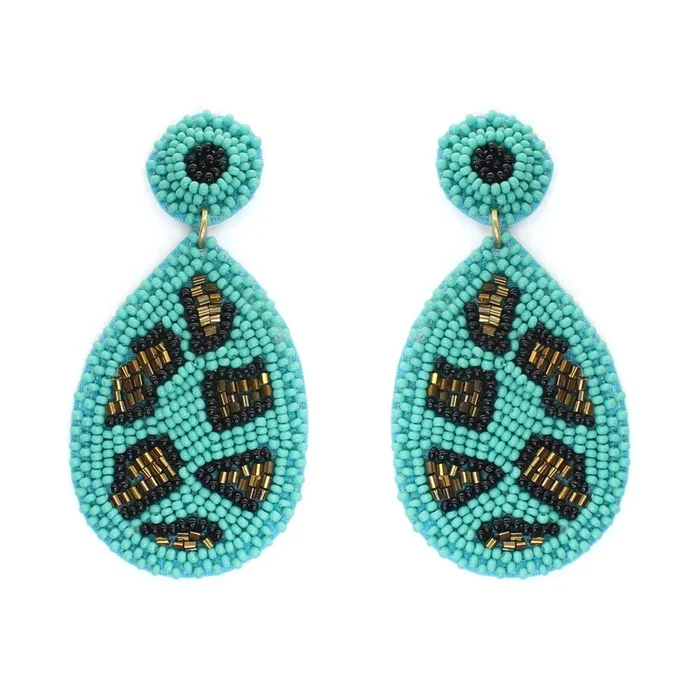 Aqua Cami Leopard Earrings