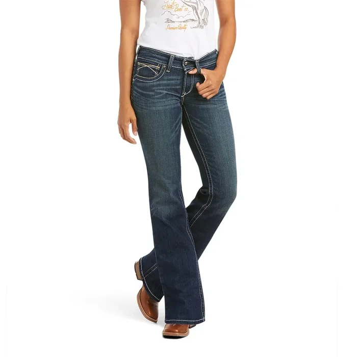 Ariat Women’s Mid Rise Stretch Whipstitch Boot Cut Jeans