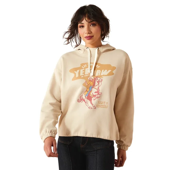 Ariat Womens Essential Sendero “Yeehaw” Oversized Graphic Hoodie – Casual Texas-Inspired Pullover