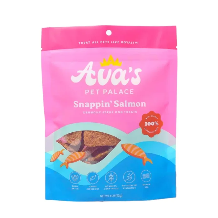 Ava’s Pet Palace Crunchy Jerky Dog Treats – Snappin’ Salmon Treats (4 oz)