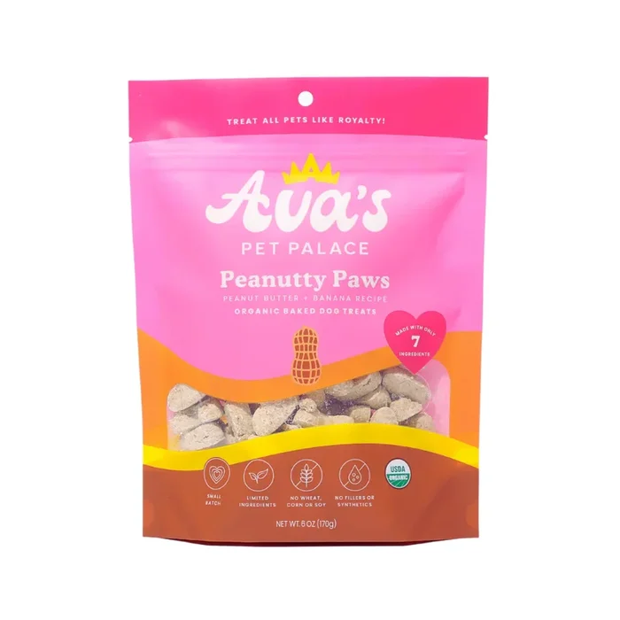 Ava’s Pet Palace Organic Oven Baked Dog Treats – Peanutty Paws (6 oz) / 2-Pack