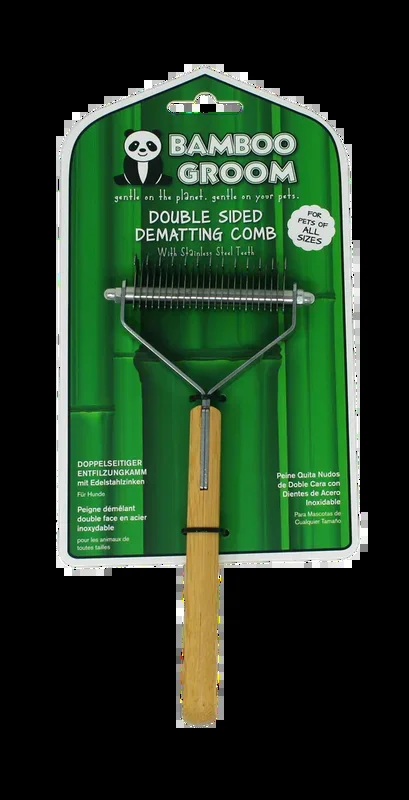 Bamboo Groom Double Sided Dematting Comb with Stainless Steel Teeth