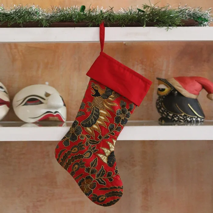 Batik Holiday Cotton Christmas Stocking