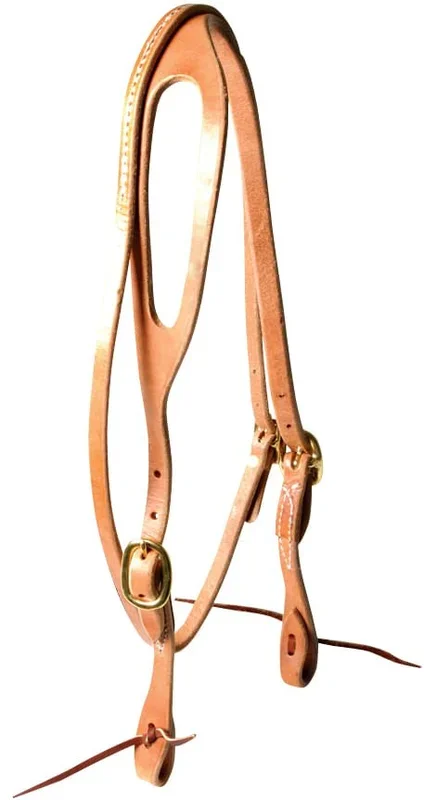 Berlin Leather Hermann Oak Shaped Ear Headstall with Throat Latch