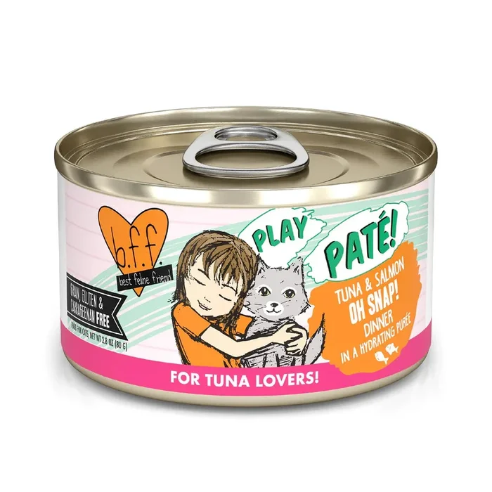 BFF PLAY Pate Wet Cat Food – Tuna & Salmon Oh Snap – 2.8oz Can