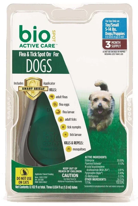 Bio Spot Flea & Tick Spot On for Dogs 5-14lb 3 Month Pack with Applicator