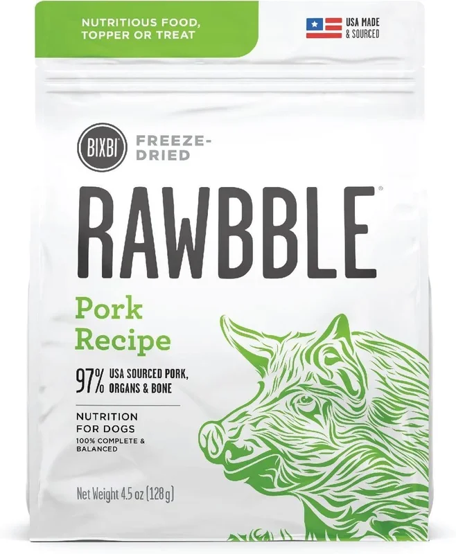 Bixbi Rawbble Freeze-Dried Pork Recipe Dog Food