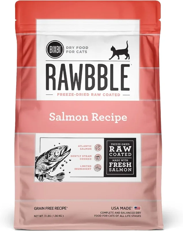 Bixbi Rawbble Freeze-Dried Raw Coated Grain-Free Salmon Recipe Dry Cat Food