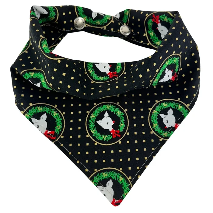 Black and Gold Rudolf Christmas Dog Bandana – 1052