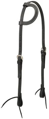 Black Latigo Leather Sliding Ear Headstall