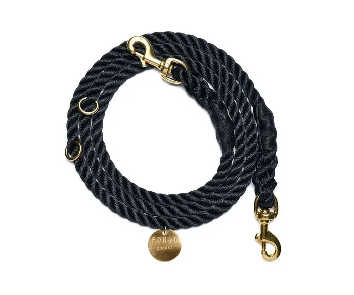 Black Rope Dog Leash, Adjustable & Secure Bolt Snap – Found My Animal