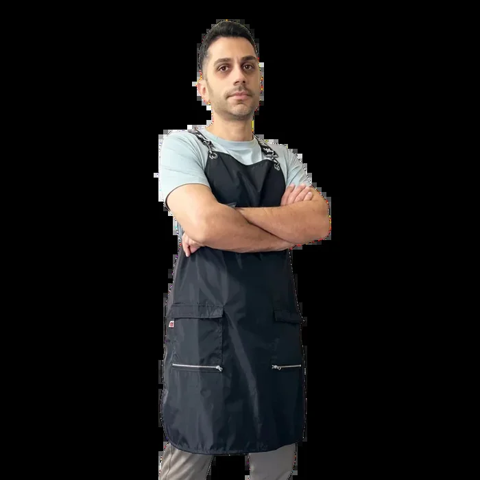 Black Waterproof Signature Strap Crossover Apron by Ladybird Line