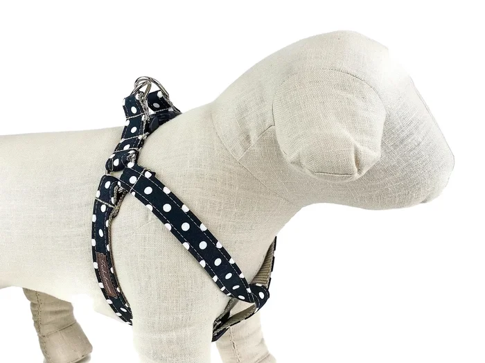 Black/White Polka Dot Dog Harness – 501