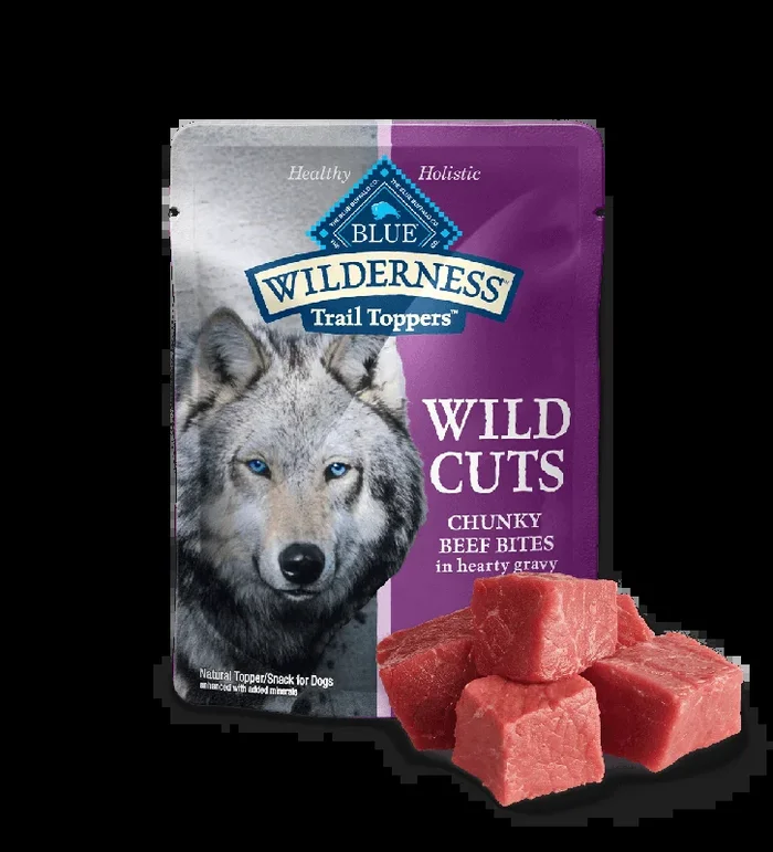 Blue Buffalo Blue Wilderness Wild Cuts Trail Toppers Chunky Beef Bites in Hearty Gravy Wet Dog Food