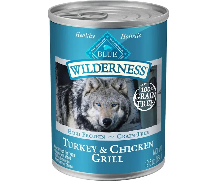 Blue Buffalo, Wilderness – All Breeds, Adult Dog Grain-Free Turkey & Chicken Grill Recipe Canned Dog Food