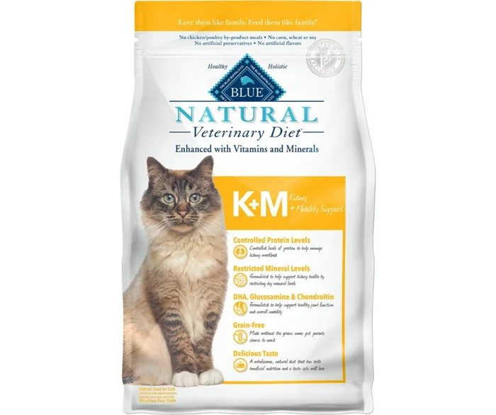 BLUE Natural Veterinary Diet – K+M Feline Kidney + Mobility Support Dry Cat Food