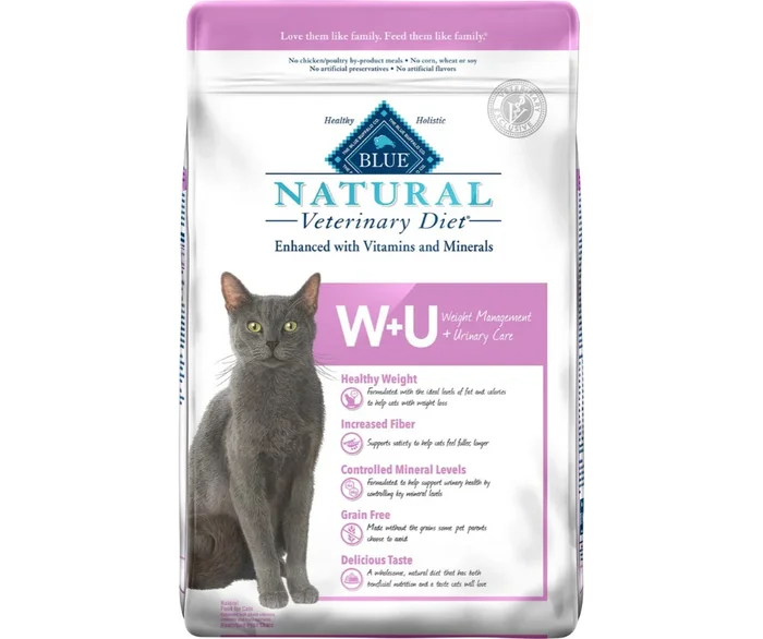 BLUE Natural Veterinary Diet – W+U Feline Weight Management + Urinary Care Dry Cat Food