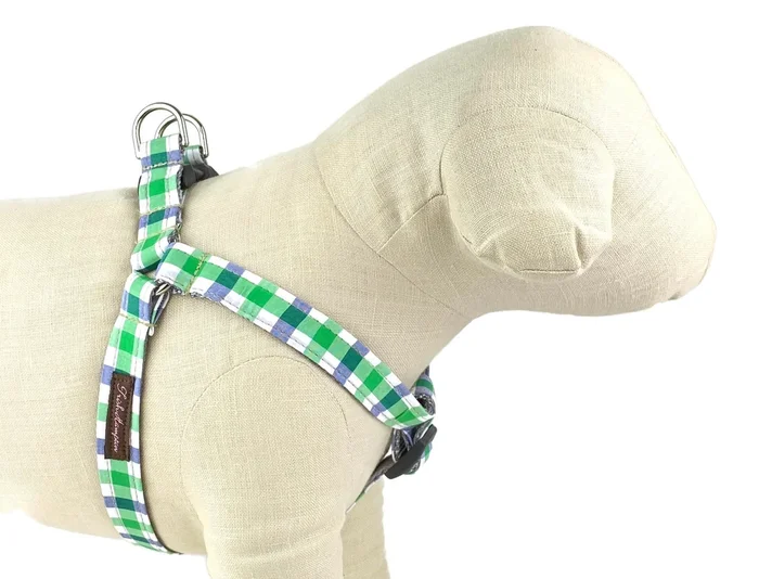 Blue/White/Green Plaid Dog Harness – 759