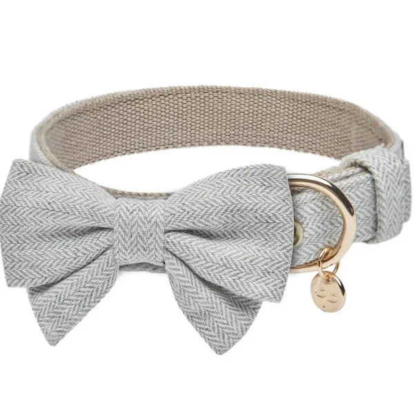 Blueberry Pet – Greyish Beige | Textured Tweed Dog Collar