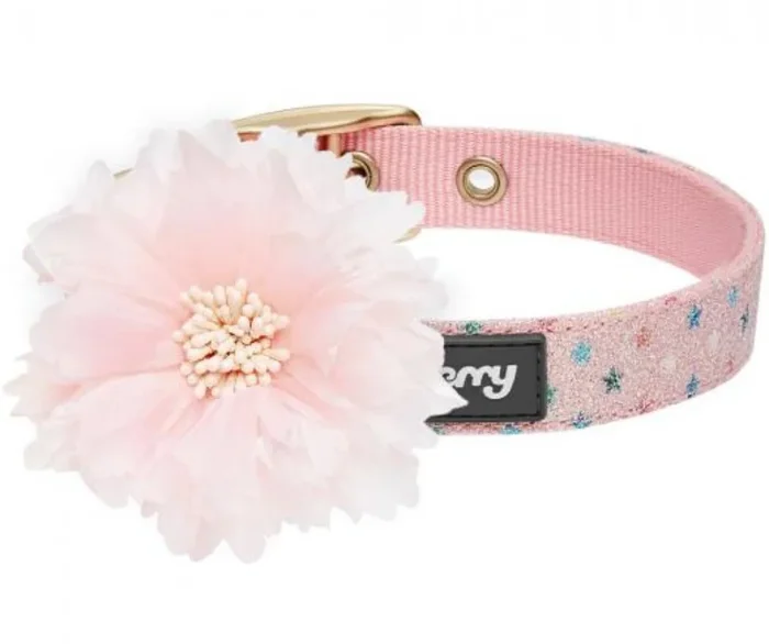 Blueberry Pet – Pink Stars | The Most Coveted Holo Glitter Dog Collar with Flower