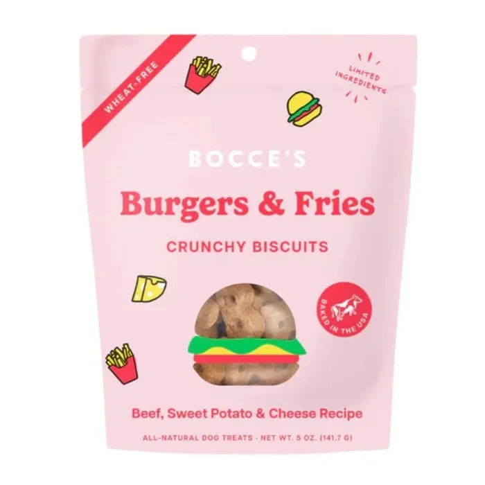 BOCCE’S Crunchy Burgers & Fries Dog Treat 5OZ