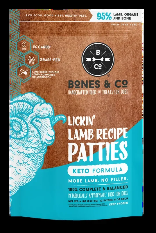 Bones & Co Dog Raw Frozen Lamb Patties 6lbs (IN STORE PICK UP ONLY)