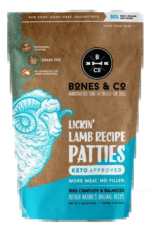 Bones & Co Frozen Raw Lamb, Dog Food, 6-lb Bag