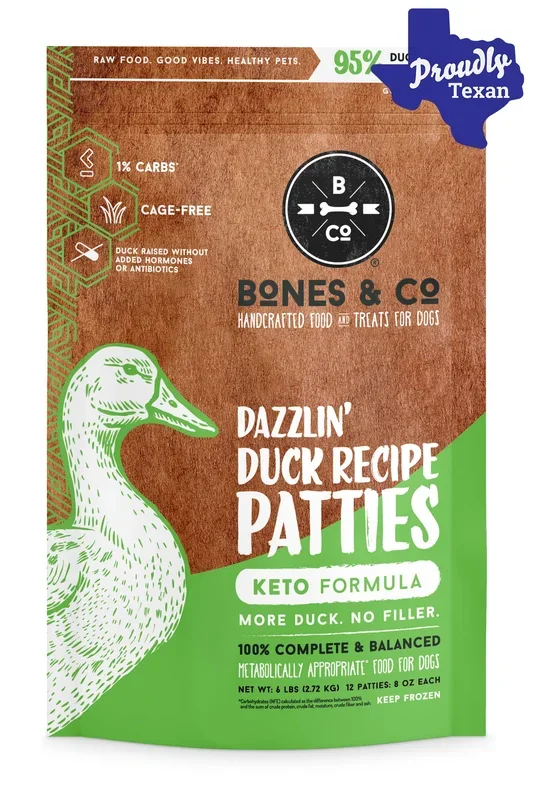 Bones and Co. Dazzlin’ Duck Patties Frozen Raw Dog Food