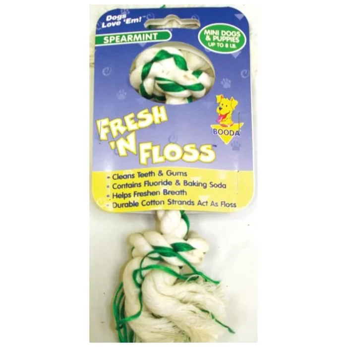 Booda Fresh ‘N Floss Spearmint 2-Knot Rope Bone Dog Toy