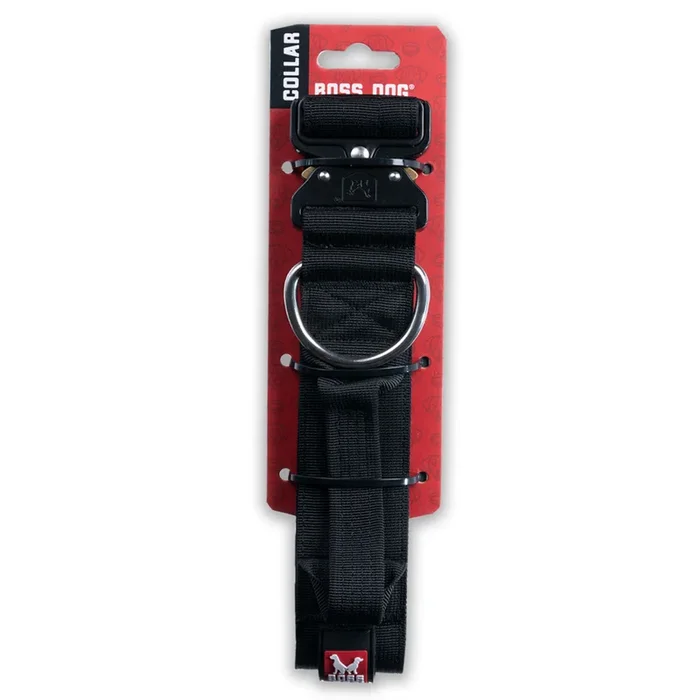Boss Dog Tactical Collar 1.2″ Wide 13″-16″ Small Solid Black