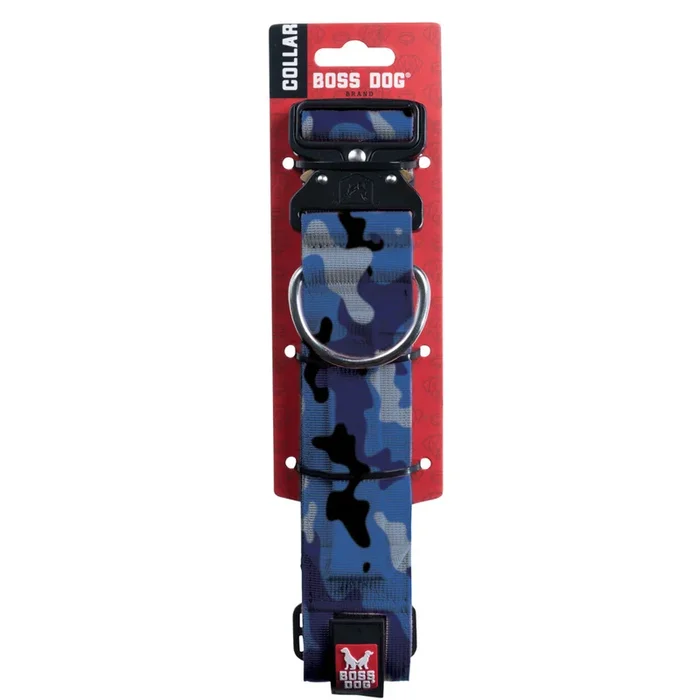 Boss Dog Tactical Collar 1.5″ Wide 15″-18″ Medium Camo Blue